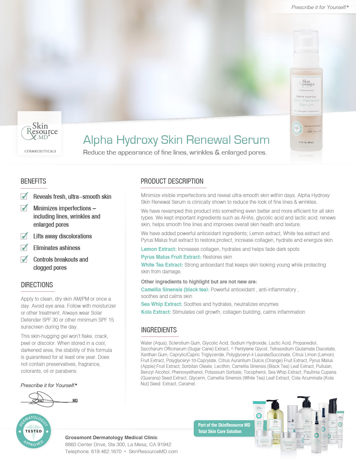 Alpha Hydroxy Skin Renewal Serum (FormerlyAge-Limit™ Advanced Refinishing Serum)